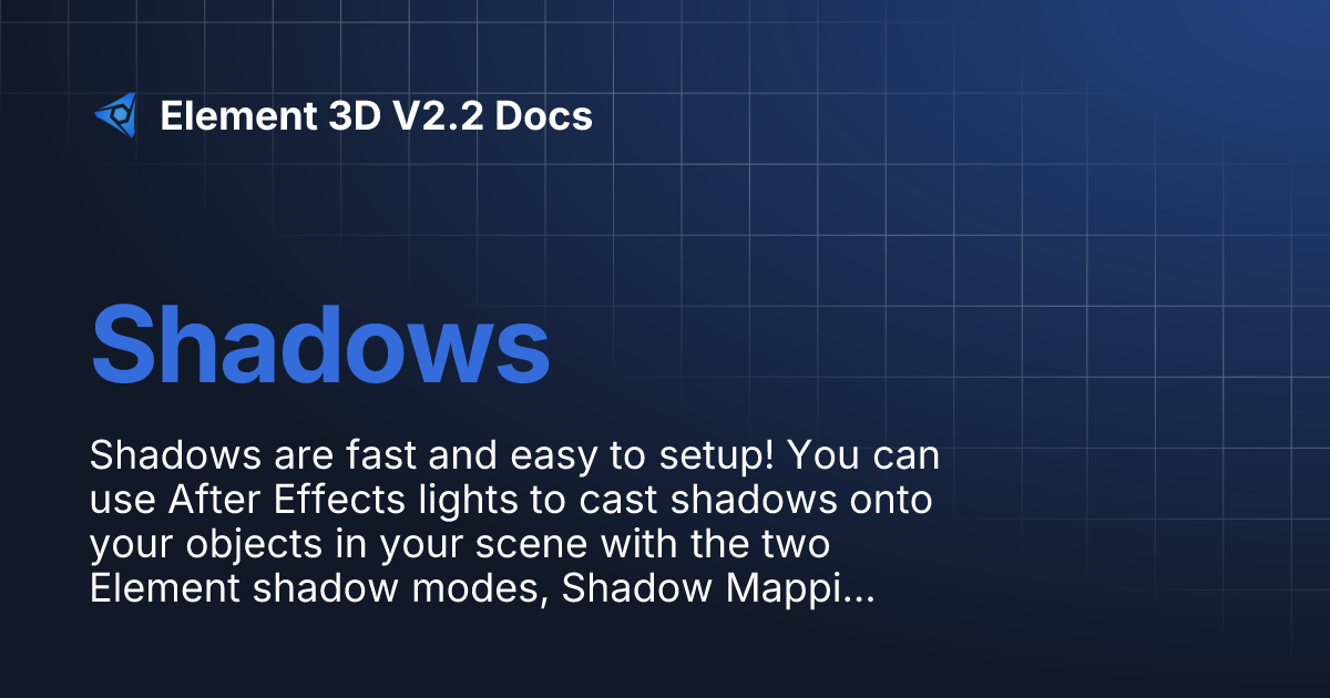 Shadows | Element 3D V2.2 Docs