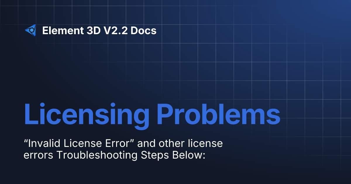 Licensing Problems | Element 3D V2.2 Docs